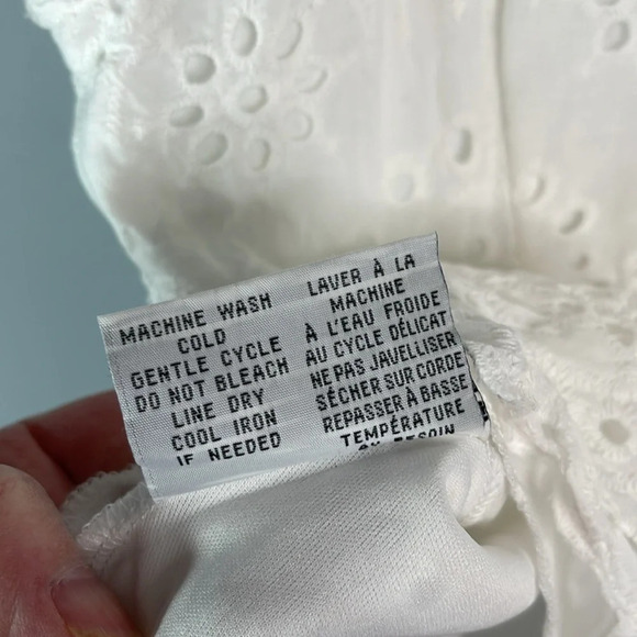 REBELLION Coquette White Eyelet Peplum Tied Strap Top Zipper Lined Cotton Size M - Picture 9 of 12